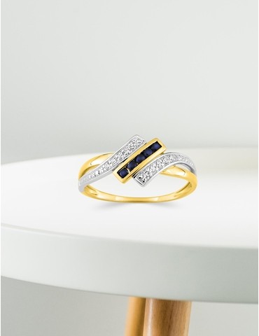 Bague or jaune 375‰, saphir...