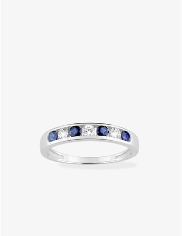 Bague or blanc 375‰, saphir...