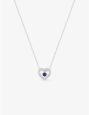 Collier cœur or blanc 375‰,...