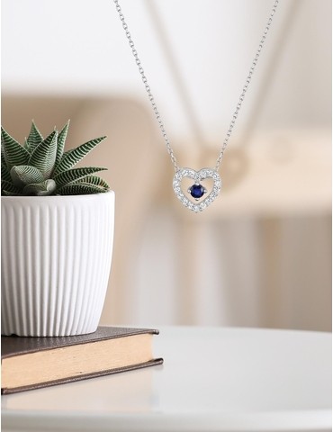 Collier cœur or blanc 375‰,...