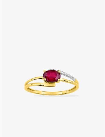 Bague or jaune 375‰ et rubis