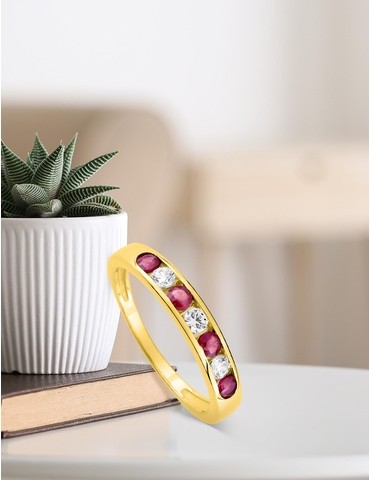 Bague or jaune 375‰, rubis...