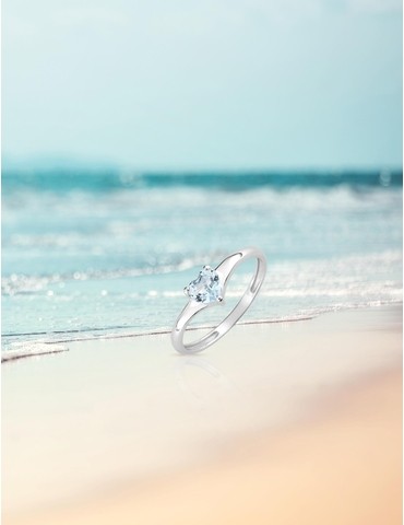 Bague or blanc 375‰ et topaze