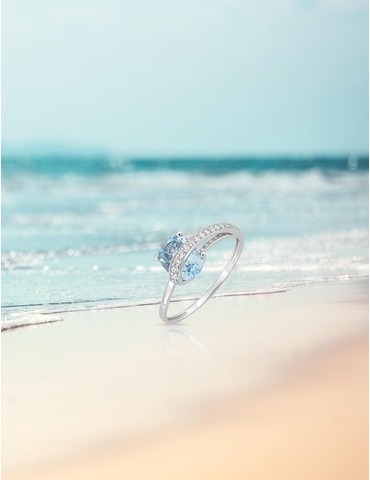 Bague mono fil or blanc...