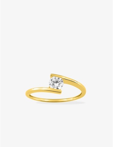 Bague solitaire décalée or...