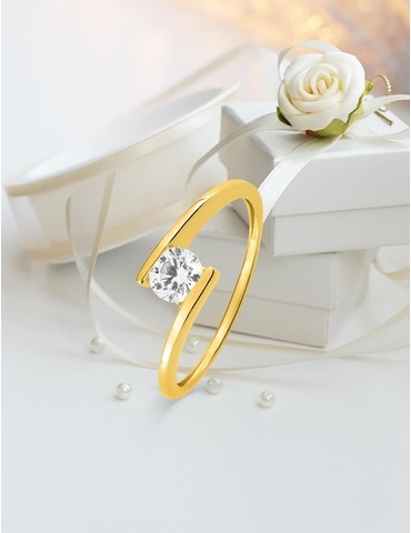 Bague solitaire décalée or...