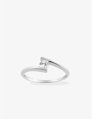 Bague solitaire décalée or...