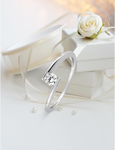Bague solitaire décalée or...