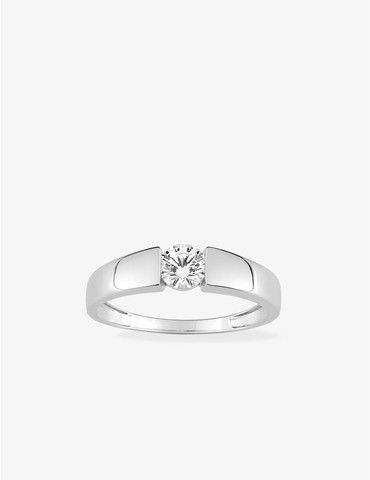 Bague solitaire or blanc...