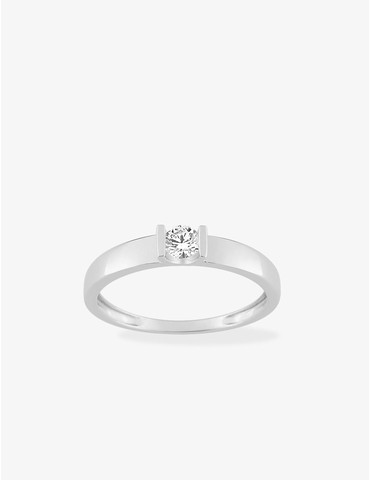 Bague solitaire or blanc...