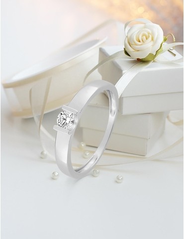 Bague solitaire or blanc...