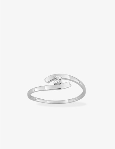 Bague solitaire or blanc...
