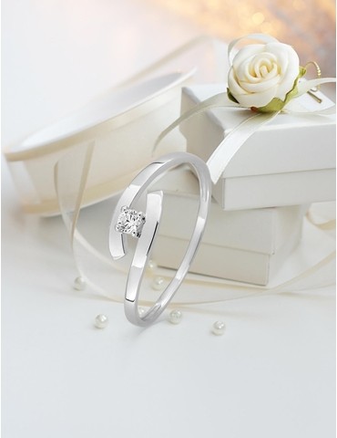 Bague solitaire or blanc...