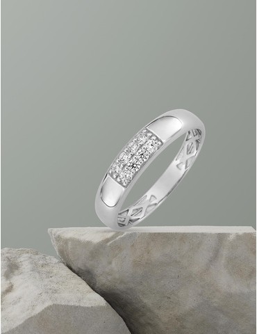 Bague jonc or blanc 375‰ et...