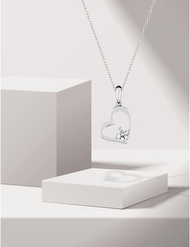 Pendentif cœur or blanc 375...