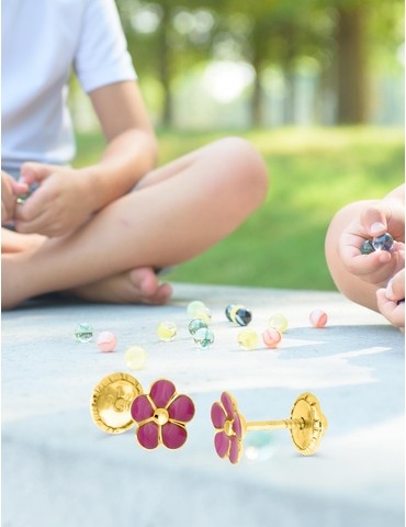 Boucles d'oreilles fleur or...