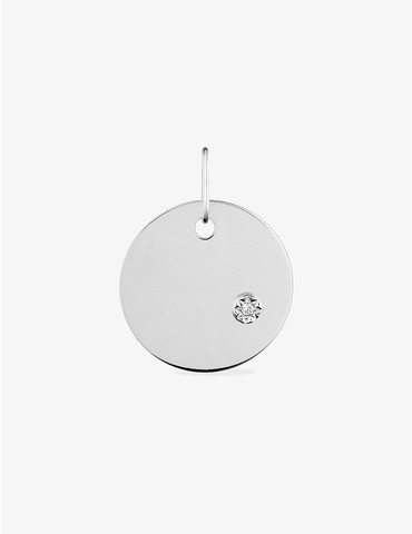 Pendentif jeton en or blanc...
