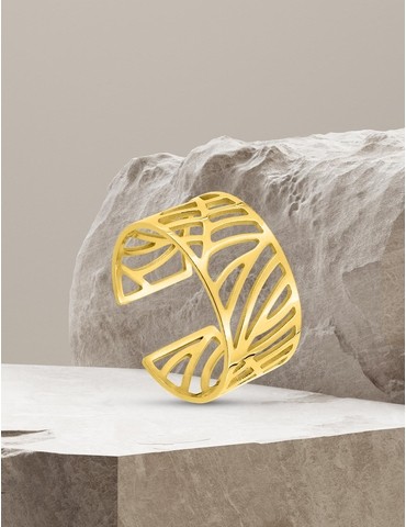 Bague ajourée en acier doré