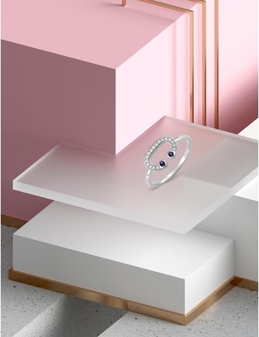 Bague Lady C or blanc 750‰,...