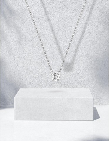 Collier solitaire or blanc...
