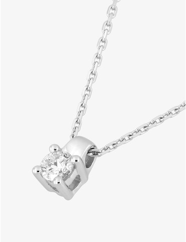 Collier solitaire or blanc...