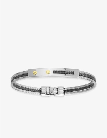 Jonc câble acier et or...