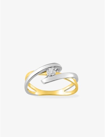 Bague solitaire bicolore or...