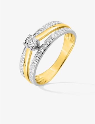 Bague solitaire accompagné...
