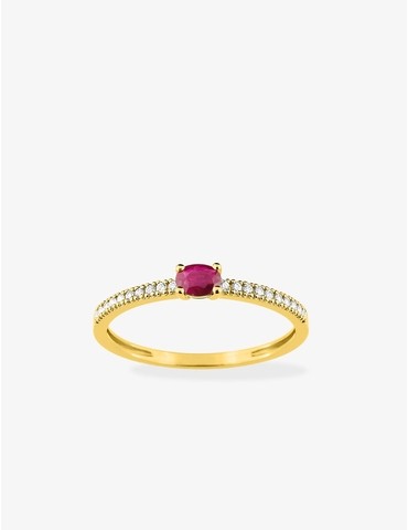 Bague or jaune 750 ‰, rubis...