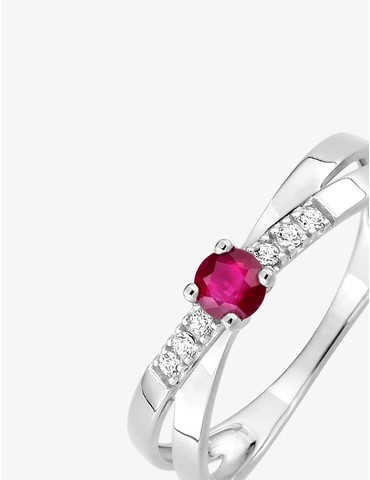 Bague or blanc 750 ‰, rubis...