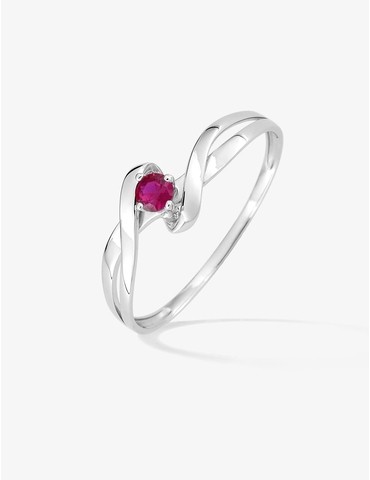 Bague or blanc 750 ‰ et rubis