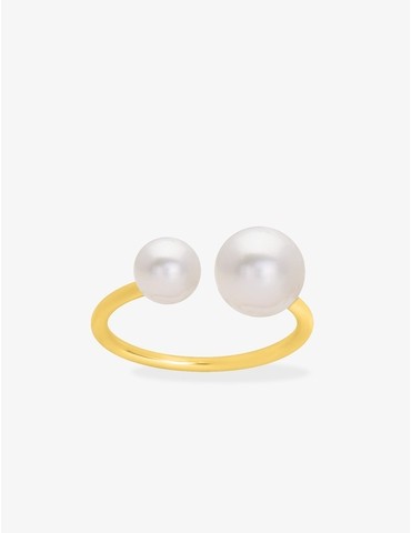 Bague plaqué or et perles 6...