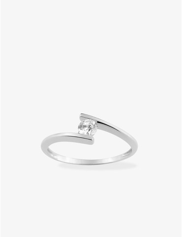 Bague solitaire or blanc...