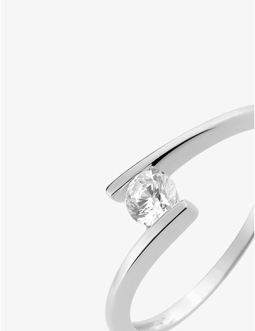 Bague solitaire or blanc...