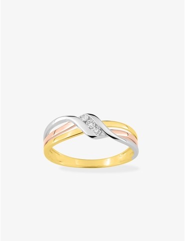 Bague or 375‰ tricolore et...
