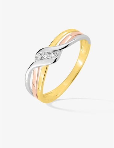 Bague or 375‰ tricolore et...
