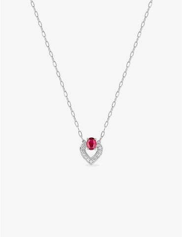 Collier or blanc 375‰ rubis...