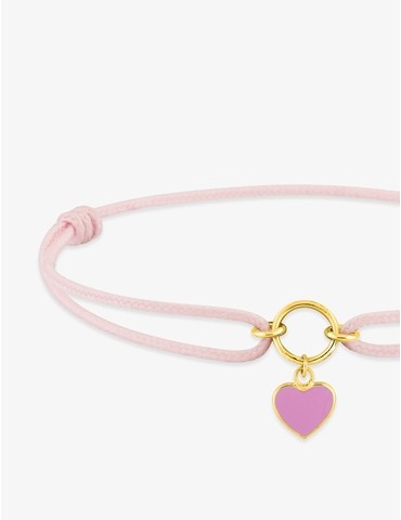 Bracelet cordon rose cœur...