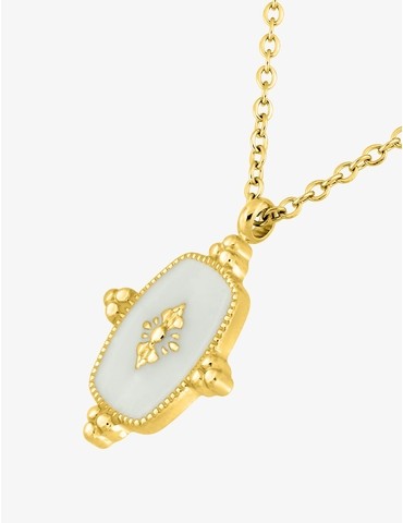 Collier acier doré et motif...
