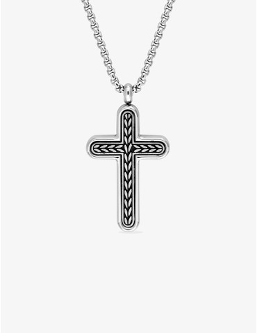 Collier croix épi acier