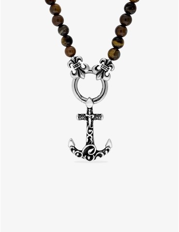 Collier ancre acier noirci...