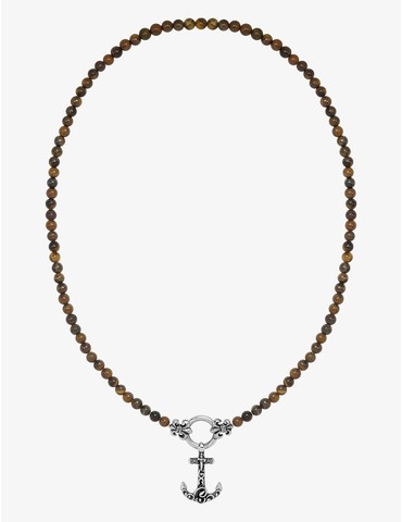 Collier ancre acier noirci...