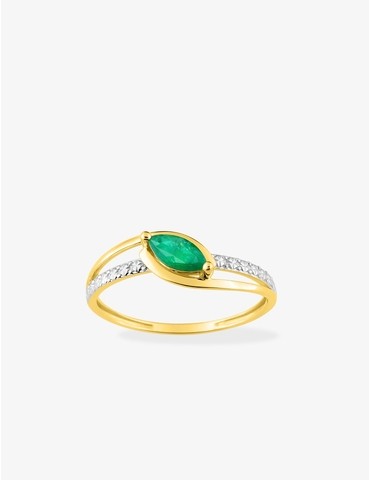 Bague fantaisie émeraude et...
