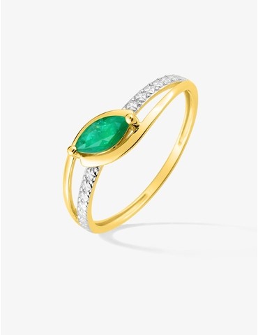 Bague fantaisie émeraude et...
