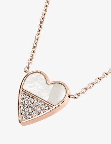 Collier en acier rose nacré...