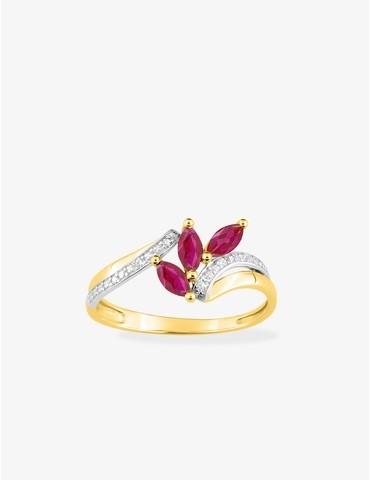 Bague rubis et diamant en...