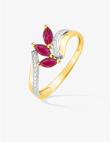 Bague rubis et diamant en...