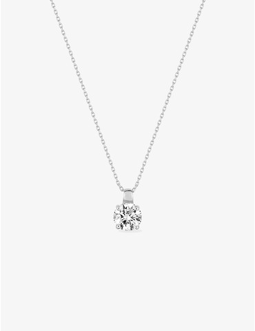 Collier solitaire or blanc...