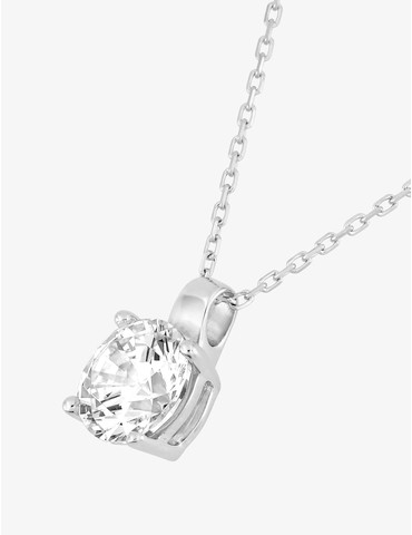 Collier solitaire or blanc...