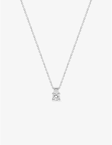 Collier solitaire or blanc...